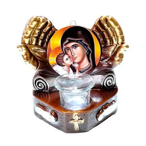 Candela cu doua maini, Fecioara Maria cu pruncul IIsus Hristos, 17 cm, GXL051