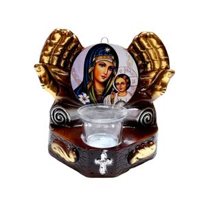 Candela cu doua maini, Fecioara Maria cu pruncul IIsus Hristos, 17 cm, GXL048