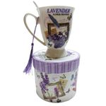 Casa si Gradina - Bucatarie si vesela - Cani si pahare - Cani si cesti - Cana din ceramica cu lingurita, Model cu lavanda, Mov, DO116G - Infinity.ro