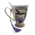 Casa si Gradina - Bucatarie si vesela - Cani si pahare - Cani si cesti - Cana din ceramica cu lingurita, Model cu lavanda, Mov, DO116G - Infinity.ro
