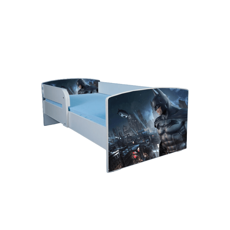 Casa si Gradina - Mobilier - Mobilier copii - Patuturi copii - Pat pentru copii Batman, 160x80 cm, alb/multicolor, saltea inclusa - Infinity.ro