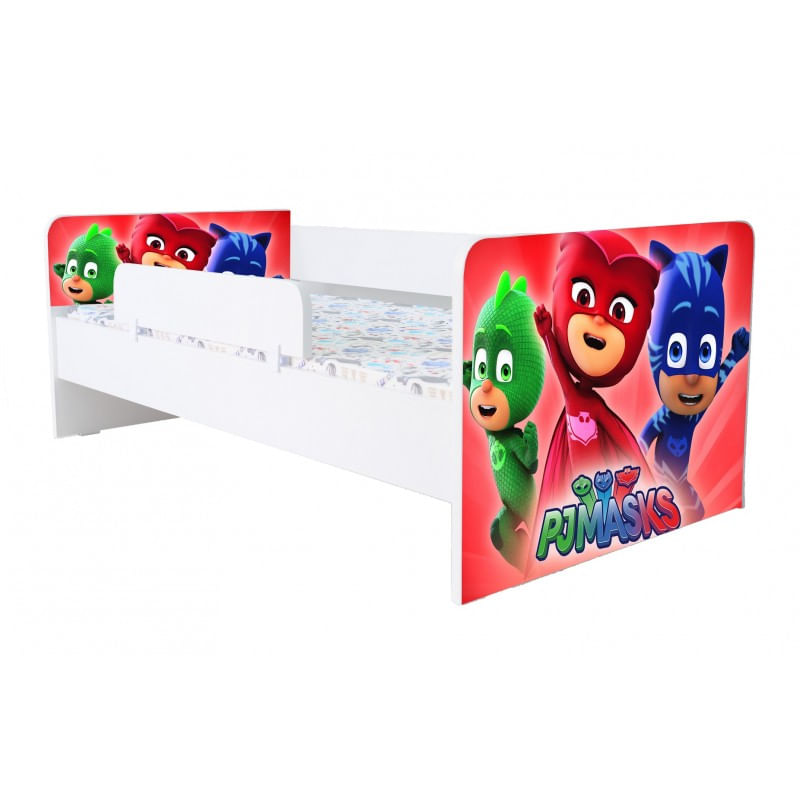 Casa si Gradina - Mobilier - Mobilier copii - Patuturi copii - Pat pentru copii Kiddy Eroi in Pijamale, 160x80 cm, cu sertar, alb/multicolor, saltea inclusa - Infinity.ro