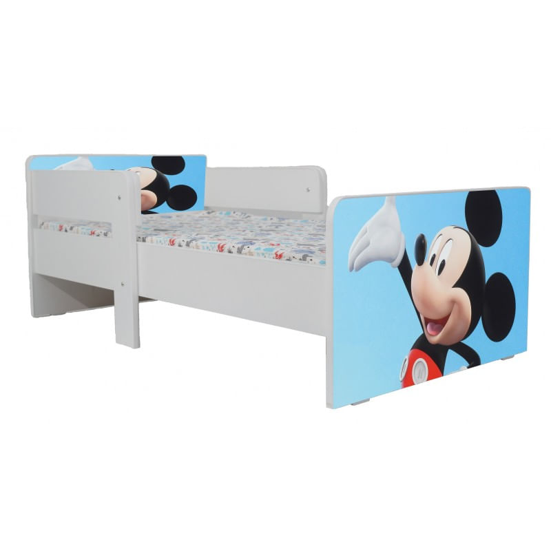 Casa si Gradina - Mobilier - Mobilier copii - Patuturi copii - Pat pentru copii Star Mickey, 160x80 cm, alb/multicolor, saltea inclusa - Infinity.ro