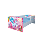 Casa si Gradina - Mobilier - Mobilier copii - Patuturi copii - Pat pentru copii Micii Ponei, 180x80 cm, alb/multicolor, saltea inclusa - Infinity.ro