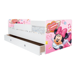 Casa si Gradina - Mobilier - Mobilier copii - Patuturi copii - Pat pentru copii Kiddy Minnie, 160x80 cm, cu sertar, alb/multicolor, saltea inclusa - Infinity.ro