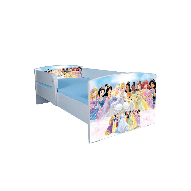 Casa si Gradina - Mobilier - Mobilier copii - Patuturi copii - Pat pentru copii Printese, 180x80 cm, alb/multicolor, saltea inclusa - Infinity.ro