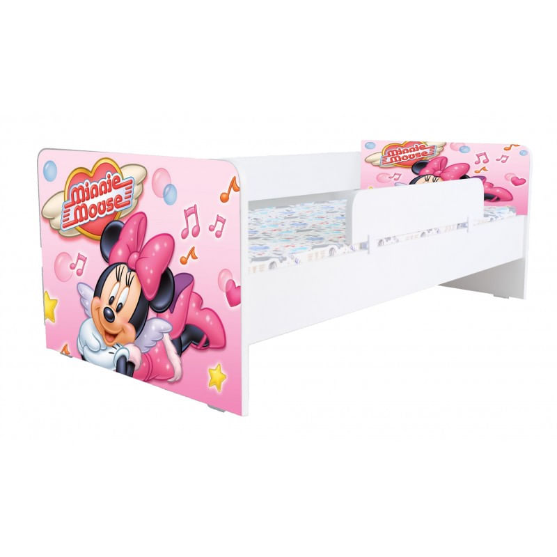 Casa si Gradina - Mobilier - Mobilier copii - Patuturi copii - Pat pentru copii Kiddy Minnie, 160x80 cm, cu sertar, alb/multicolor, saltea inclusa - Infinity.ro