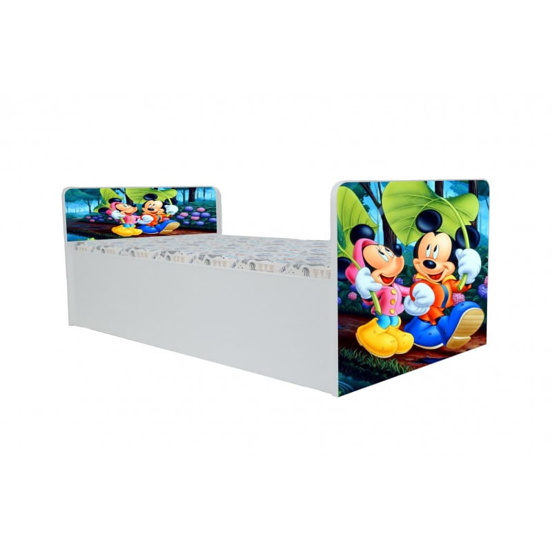 Casa si Gradina - Mobilier - Mobilier copii - Patuturi copii - Pat pentru copii Aero Minnie si Mickey, 180x80 cm, alb/multicolor, saltea inclusa - Infinity.ro