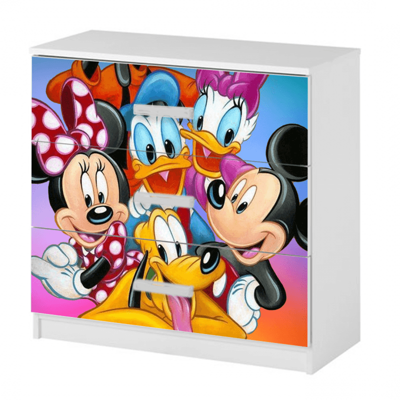 Casa si Gradina - Mobilier - Mobilier copii - Mobilier camera copiilor - Comoda Mickey si prietenii, 3 sertare, multicolor, 60x60x40 cm - Infinity.ro