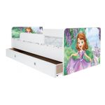 Casa si Gradina - Mobilier - Mobilier copii - Patuturi copii - Pat pentru copii Kiddy Sofia, 160x80 cm, cu sertar, alb/multicolor, saltea inclusa - Infinity.ro