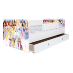 Casa si Gradina - Mobilier - Mobilier copii - Patuturi copii - Pat pentru copii Kiddy Printese Disney, 140x70 cm, cu sertar, alb/multicolor, saltea inclusa - Infinity.ro