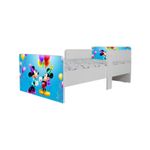Casa si Gradina - Mobilier - Mobilier copii - Patuturi copii - Pat pentru copii Star Mickey si Minnie, 180x80 cm, alb/multicolor, saltea inclusa - Infinity.ro