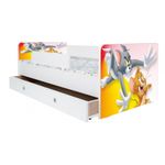 Casa si Gradina - Mobilier - Mobilier copii - Patuturi copii - Pat pentru copii Kiddy Tom si Jerry, 160x80 cm, cu sertar, alb/multicolor, saltea inclusa - Infinity.ro