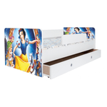 Casa si Gradina - Mobilier - Mobilier copii - Patuturi copii - Pat pentru copii Kiddy Alba ca Zapada, 130x60 cm, cu sertar, alb/multicolor, saltea inclusa - Infinity.ro