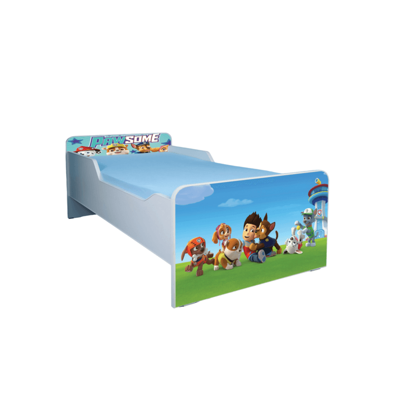 Casa si Gradina - Mobilier - Mobilier copii - Patuturi copii - Pat pentru copii Patrula Catelusilor, 140x70 cm, alb/multicolor, saltea inclusa - Infinity.ro