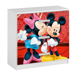 Comoda Minnie si Mickey, 3 sertare, multicolor, 60x60x40 cm