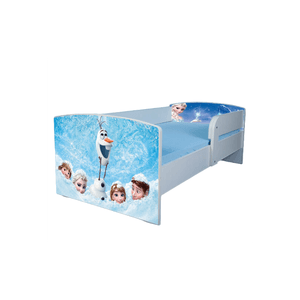 Pat pentru copii Olaf, 180x80 cm, alb/multicolor, saltea inclusa