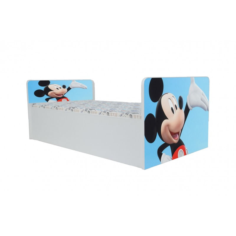 Casa si Gradina - Mobilier - Mobilier copii - Patuturi copii - Pat pentru copii Aero Mickey, 130x60 cm, alb/multicolor, saltea inclusa - Infinity.ro
