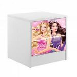 Casa si Gradina - Mobilier - Mobilier copii - Mobilier camera copiilor - Noptiera Barbie, alb/multicolor, 45x40x40 cm - Infinity.ro