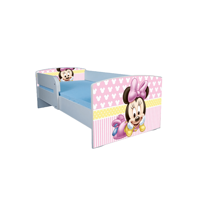 Casa si Gradina - Mobilier - Mobilier copii - Patuturi copii - Pat pentru copii Minnie, 180x80 cm, alb/multicolor, saltea inclusa - Infinity.ro