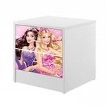 Casa si Gradina - Mobilier - Mobilier copii - Mobilier camera copiilor - Noptiera Barbie, alb/multicolor, 45x40x40 cm - Infinity.ro