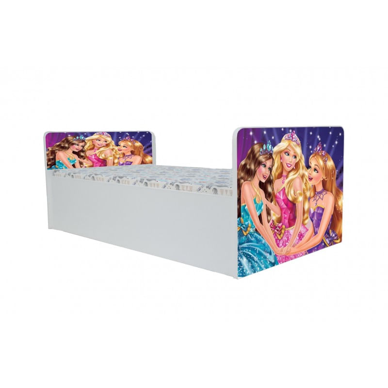 Casa si Gradina - Mobilier - Mobilier copii - Patuturi copii - Pat pentru copii Aero Printese, 140x70 cm, alb/multicolor, saltea inclusa - Infinity.ro