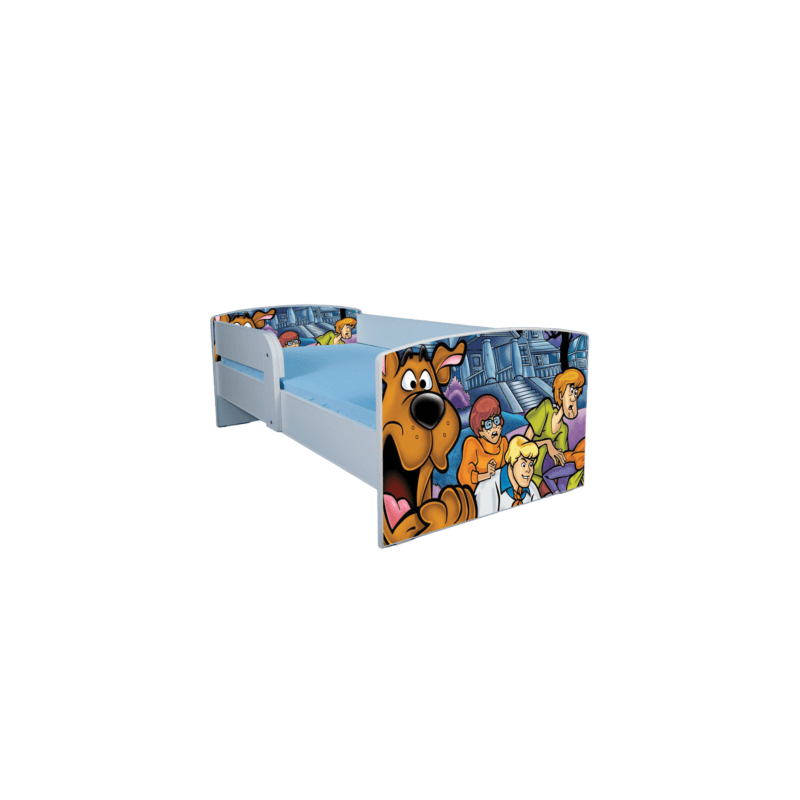 Casa si Gradina - Mobilier - Mobilier copii - Patuturi copii - Pat pentru copii Scooby Doo, 180x80 cm, alb/multicolor, saltea inclusa - Infinity.ro