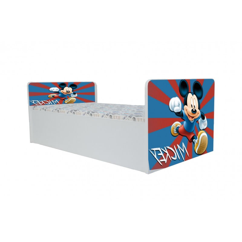 Casa si Gradina - Mobilier - Mobilier copii - Patuturi copii - Pat pentru copii Aero Mickey, 130x60 cm, alb/multicolor, saltea inclusa - Infinity.ro