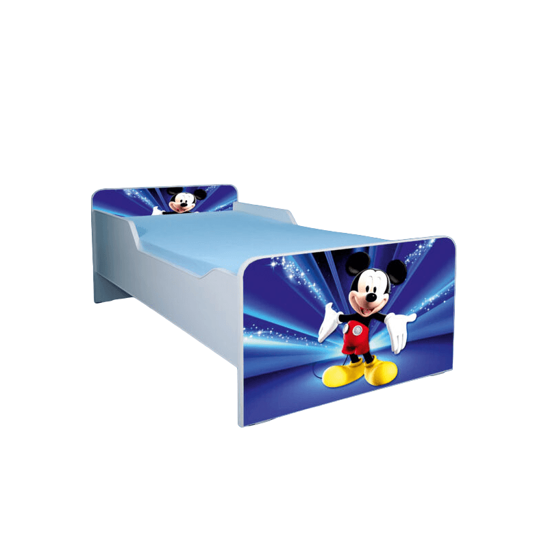 Casa si Gradina - Mobilier - Mobilier copii - Patuturi copii - Pat pentru copii Mickey mouse, 180x80 cm, alb/multicolor, saltea inclusa - Infinity.ro
