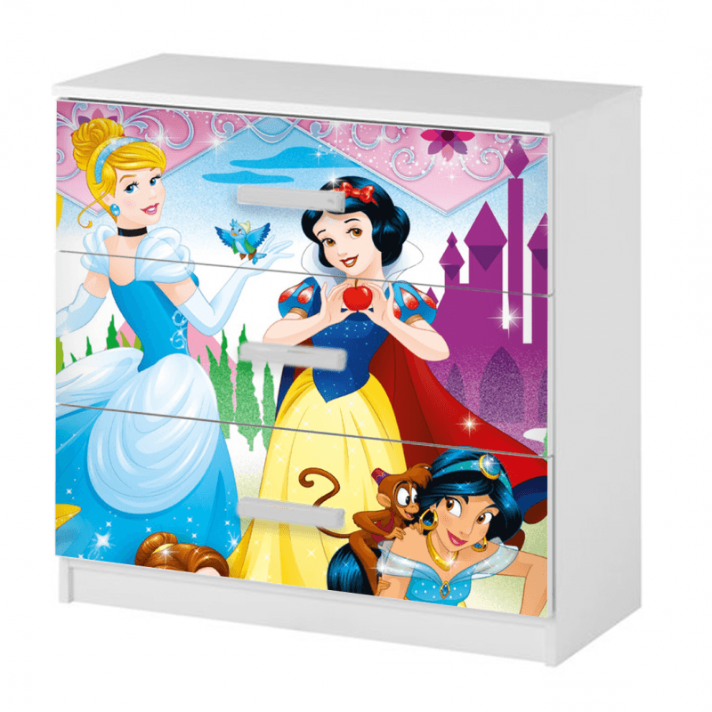 Casa si Gradina - Mobilier - Mobilier copii - Mobilier camera copiilor - Comoda Printese Disney , 3 sertare, multicolor, 60x60x40 cm - Infinity.ro
