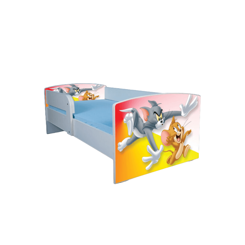 Casa si Gradina - Mobilier - Mobilier copii - Patuturi copii - Pat pentru copii Tom si Jerry, 180x80 cm, alb/multicolor, saltea inclusa - Infinity.ro