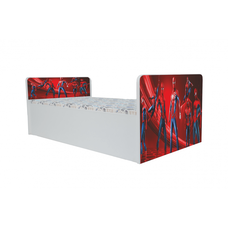 Casa si Gradina - Mobilier - Mobilier copii - Patuturi copii - Pat pentru copii Aero Spiderman, 140x70 cm, alb/multicolor, saltea inclusa - Infinity.ro