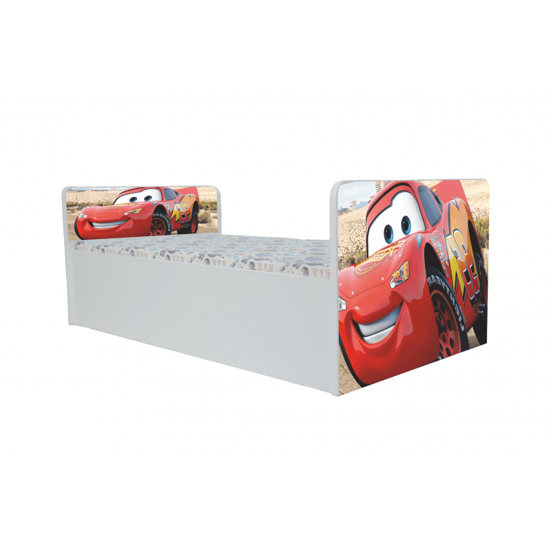 Casa si Gradina - Mobilier - Mobilier copii - Patuturi copii - Pat pentru copii  Aero Cars, 180x80 cm, alb/multicolor, saltea inclusa - Infinity.ro