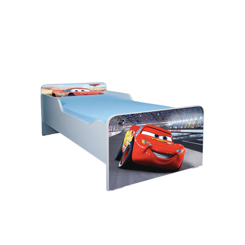 Casa si Gradina - Mobilier - Mobilier copii - Patuturi copii - Pat pentru copii Cars, 140x70 cm, alb/multicolor, saltea inclusa - Infinity.ro