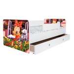 Casa si Gradina - Mobilier - Mobilier copii - Patuturi copii - Pat pentru copii Kiddy Minnie, 140x70 cm, cu sertar, alb/multicolor, saltea inclusa - Infinity.ro