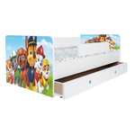 Casa si Gradina - Mobilier - Mobilier copii - Patuturi copii - Pat pentru copii Kiddy Patrula Catelusilor, 140x70 cm, cu sertar, alb/multicolor, saltea inclusa - Infinity.ro