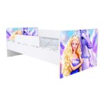 Casa si Gradina - Mobilier - Mobilier copii - Patuturi copii - Pat pentru copii Kiddy Barbie, 130x60 cm, cu sertar, alb/multicolor, saltea inclusa - Infinity.ro