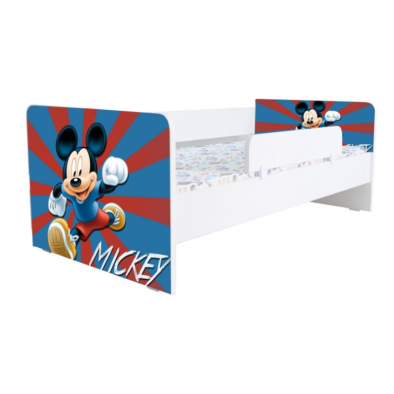 Casa si Gradina - Mobilier - Mobilier copii - Patuturi copii - Pat pentru copii Kiddy Mickey Mouse, 140x70 cm, cu sertar, alb/multicolor, saltea inclusa - Infinity.ro