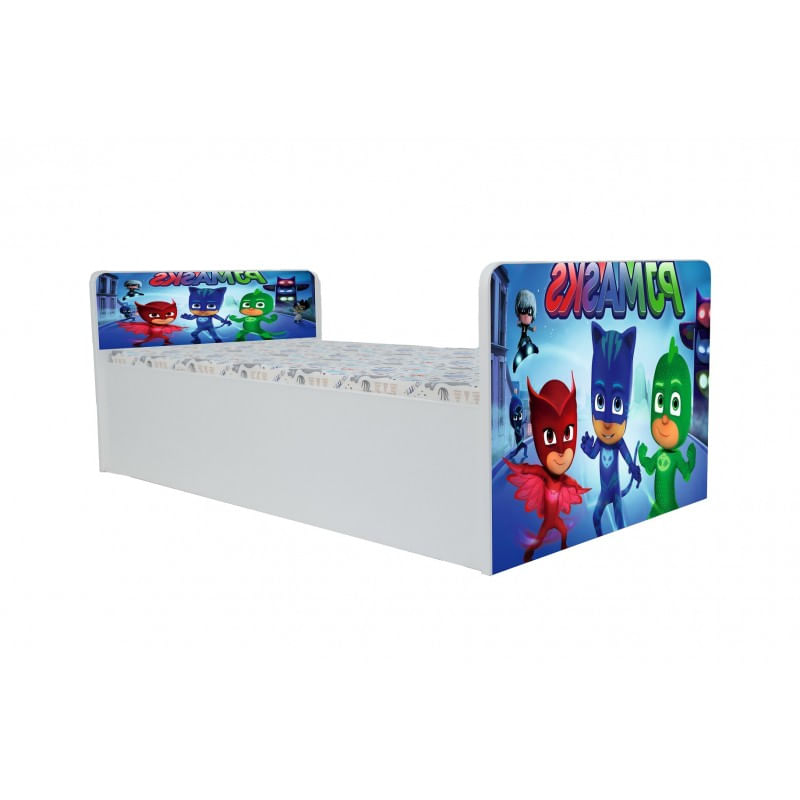 Casa si Gradina - Mobilier - Mobilier copii - Patuturi copii - Pat pentru copii Aero Eroi in Pijamale, 140x70 cm, alb/multicolor, saltea inclusa - Infinity.ro