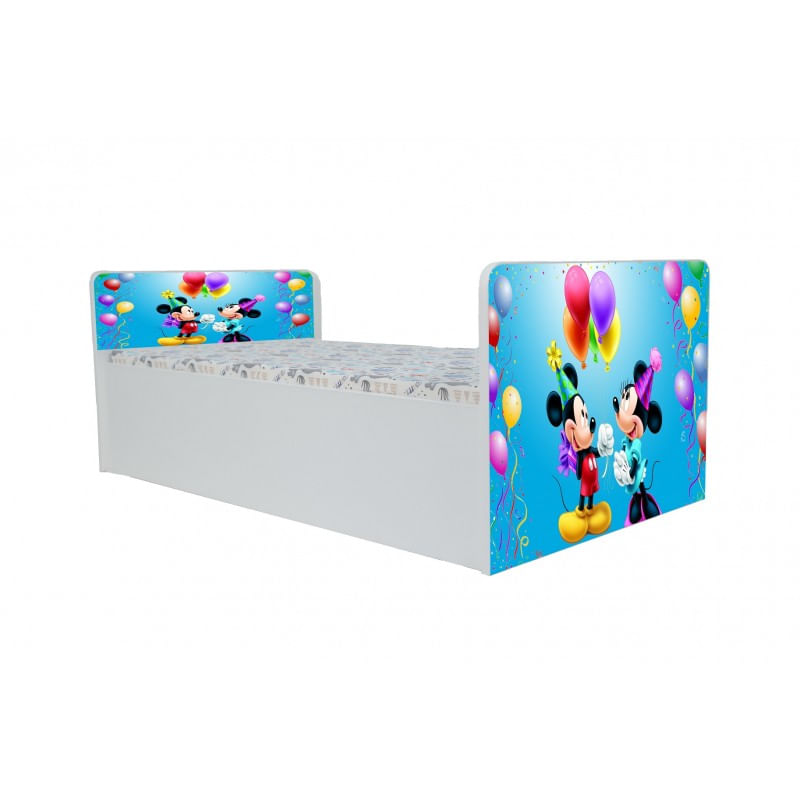 Casa si Gradina - Mobilier - Mobilier copii - Patuturi copii - Pat pentru copii Aero Minnie si Mickey, 140x70 cm, alb/multicolor, saltea inclusa - Infinity.ro