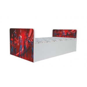 Pat pentru copii Aero Spiderman, 180x80 cm, alb/multicolor, saltea inclusa
