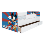 Casa si Gradina - Mobilier - Mobilier copii - Patuturi copii - Pat pentru copii Kiddy Mickey Mouse, 140x70 cm, cu sertar, alb/multicolor, saltea inclusa - Infinity.ro