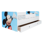 Casa si Gradina - Mobilier - Mobilier copii - Patuturi copii - Pat pentru copii Kiddy Mickey Mouse, 160x80 cm, cu sertar, alb/multicolor, saltea inclusa - Infinity.ro