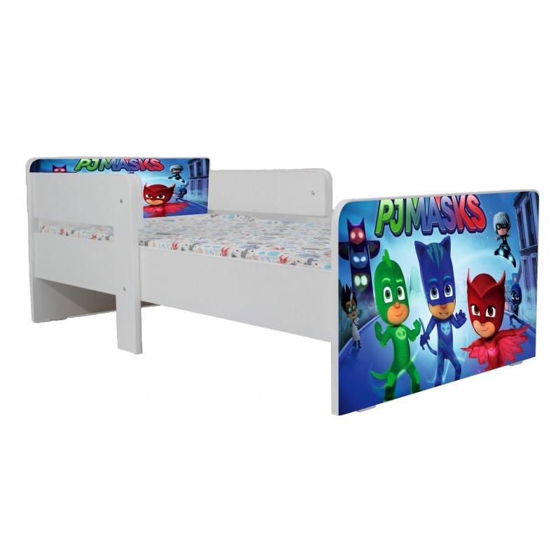 Casa si Gradina - Mobilier - Mobilier copii - Patuturi copii - Pat pentru copii Star Eroi in Pijamale, 160x80 cm, alb/multicolor, saltea inclusa - Infinity.ro