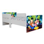 Casa si Gradina - Mobilier - Mobilier copii - Patuturi copii - Pat pentru copii Star Mickey si Minnie, 180x80 cm, alb/multicolor, saltea inclusa - Infinity.ro