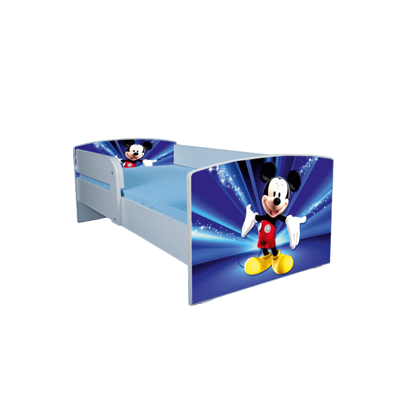 Casa si Gradina - Mobilier - Mobilier copii - Patuturi copii - Pat pentru copii Mickey, 140x70 cm, alb/multicolor, saltea inclusa - Infinity.ro