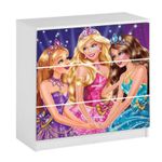 Casa si Gradina - Mobilier - Mobilier copii - Mobilier camera copiilor - Comoda Barbie, 3 sertare, multicolor, 60x60x40 cm - Infinity.ro