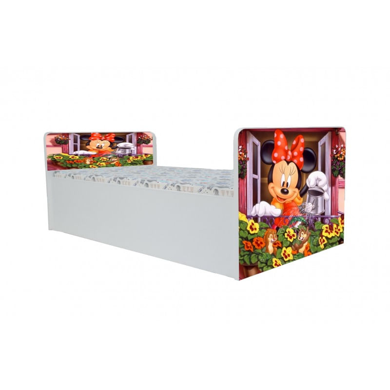 Casa si Gradina - Mobilier - Mobilier copii - Patuturi copii - Pat pentru copii Aero Minnie, 130x60 cm, alb/multicolor, saltea inclusa - Infinity.ro