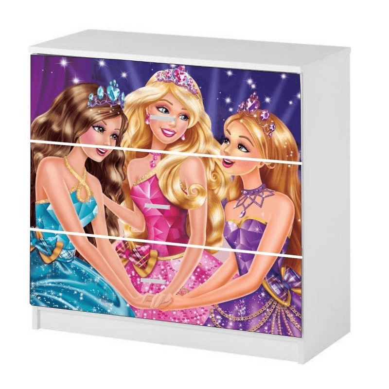 Casa si Gradina - Mobilier - Mobilier copii - Mobilier camera copiilor - Comoda Barbie, 3 sertare, multicolor, 60x60x40 cm - Infinity.ro