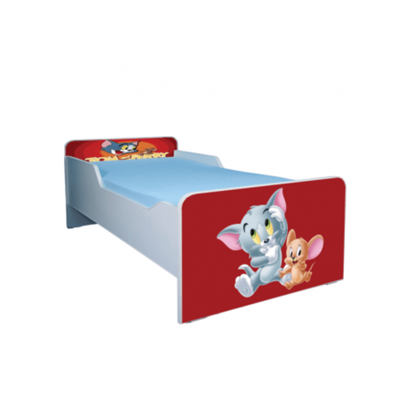 Casa si Gradina - Mobilier - Mobilier copii - Patuturi copii - Pat pentru copii Tom si Jerry, 140x70 cm, alb/multicolor, saltea inclusa - Infinity.ro